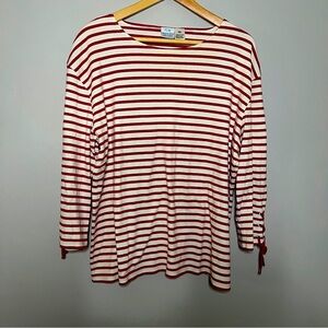 Princess Cruises Size XXL 3/4 Sleeve Top Like New Red Striped 100% Cotton